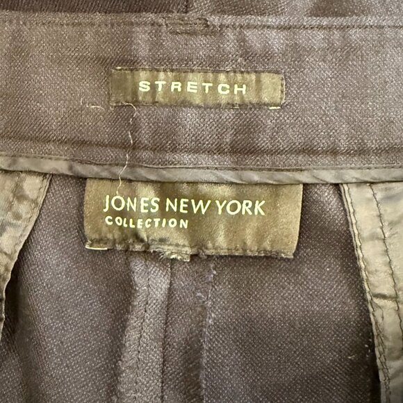 Jones New York Stretch Flat Front Navy Trouser Dress Pants Size 12 - Picture 5 of 7